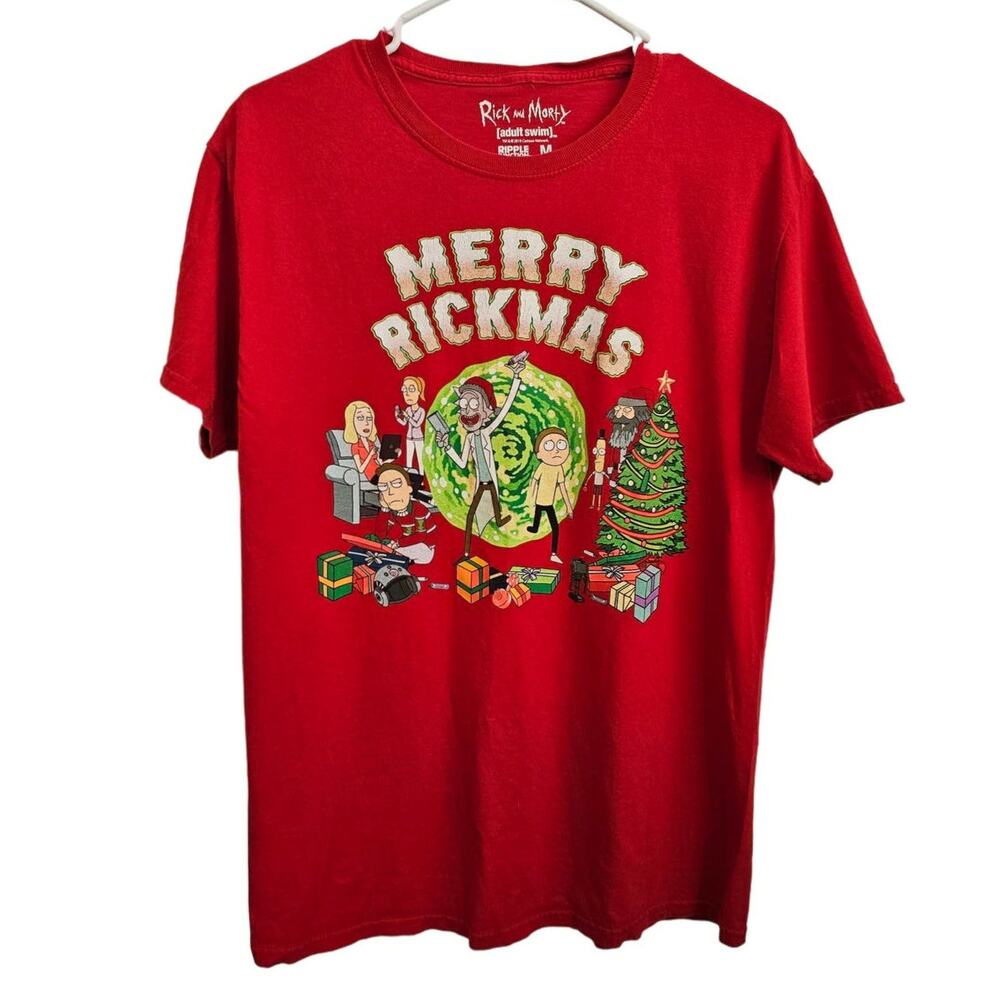 Rick & Morty Adult Swim "Merry Rickmas" Christmas Shirt Size M